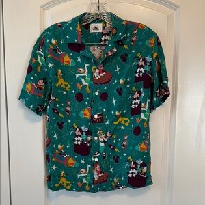 Disney button down teal small